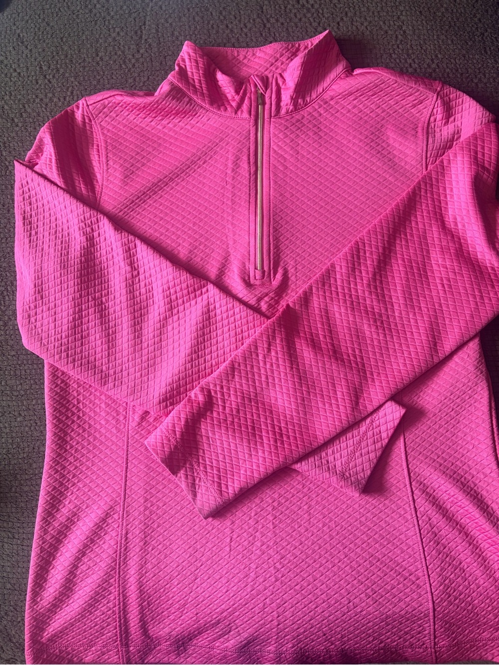Lady Hagen Fuchsia Quilted Half-Zip Pullover